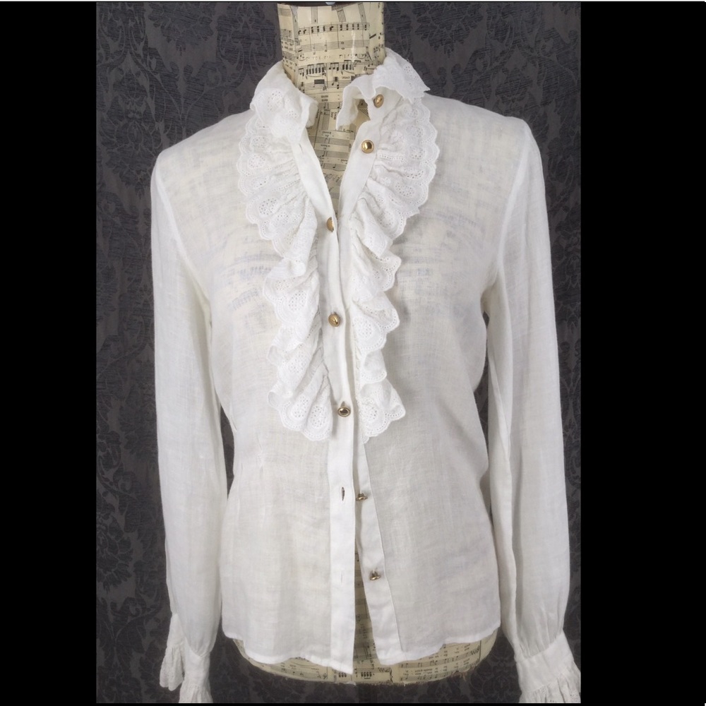 Vintage Marshall Fields Small White Dressy Blouse